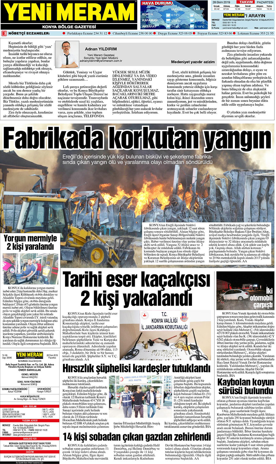 28 Ekim 2019 Yeni Meram Gazetesi