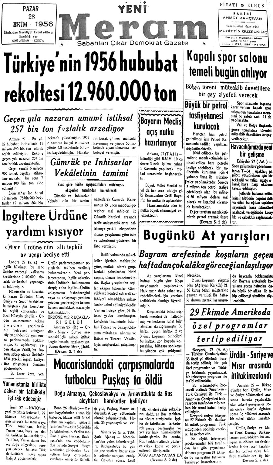 28 Ekim 2019 Yeni Meram Gazetesi