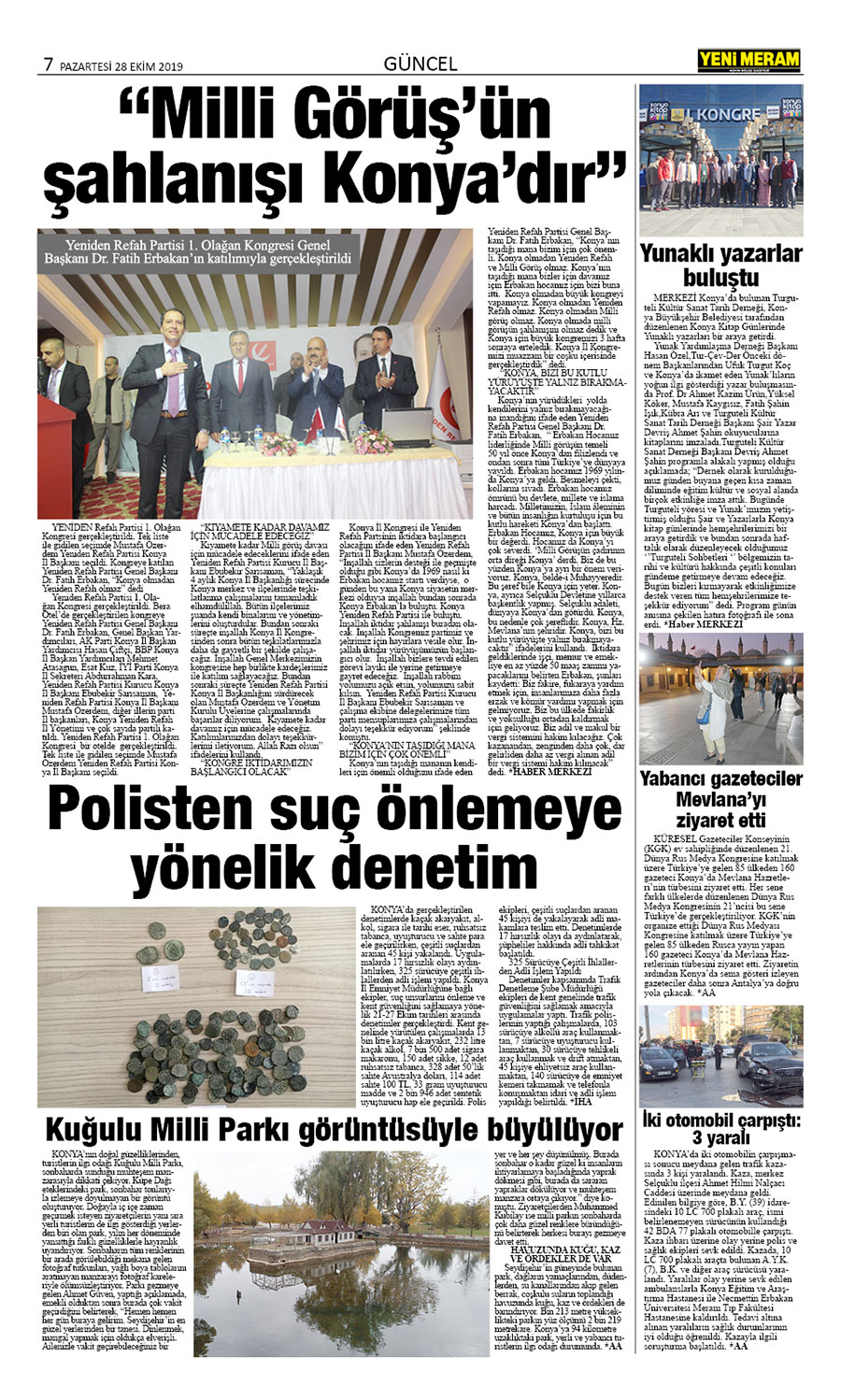 28 Ekim 2019 Yeni Meram Gazetesi