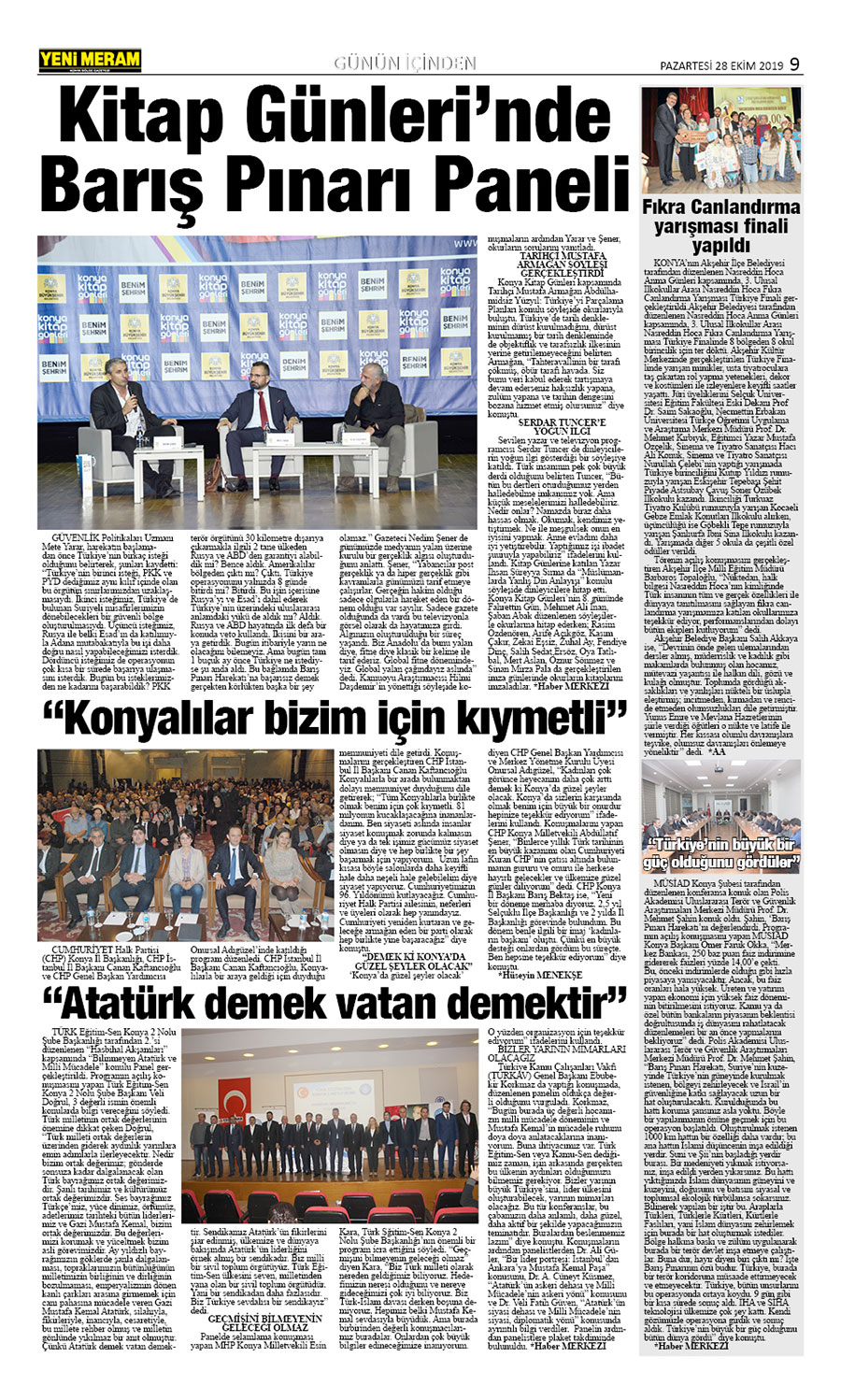 28 Ekim 2019 Yeni Meram Gazetesi