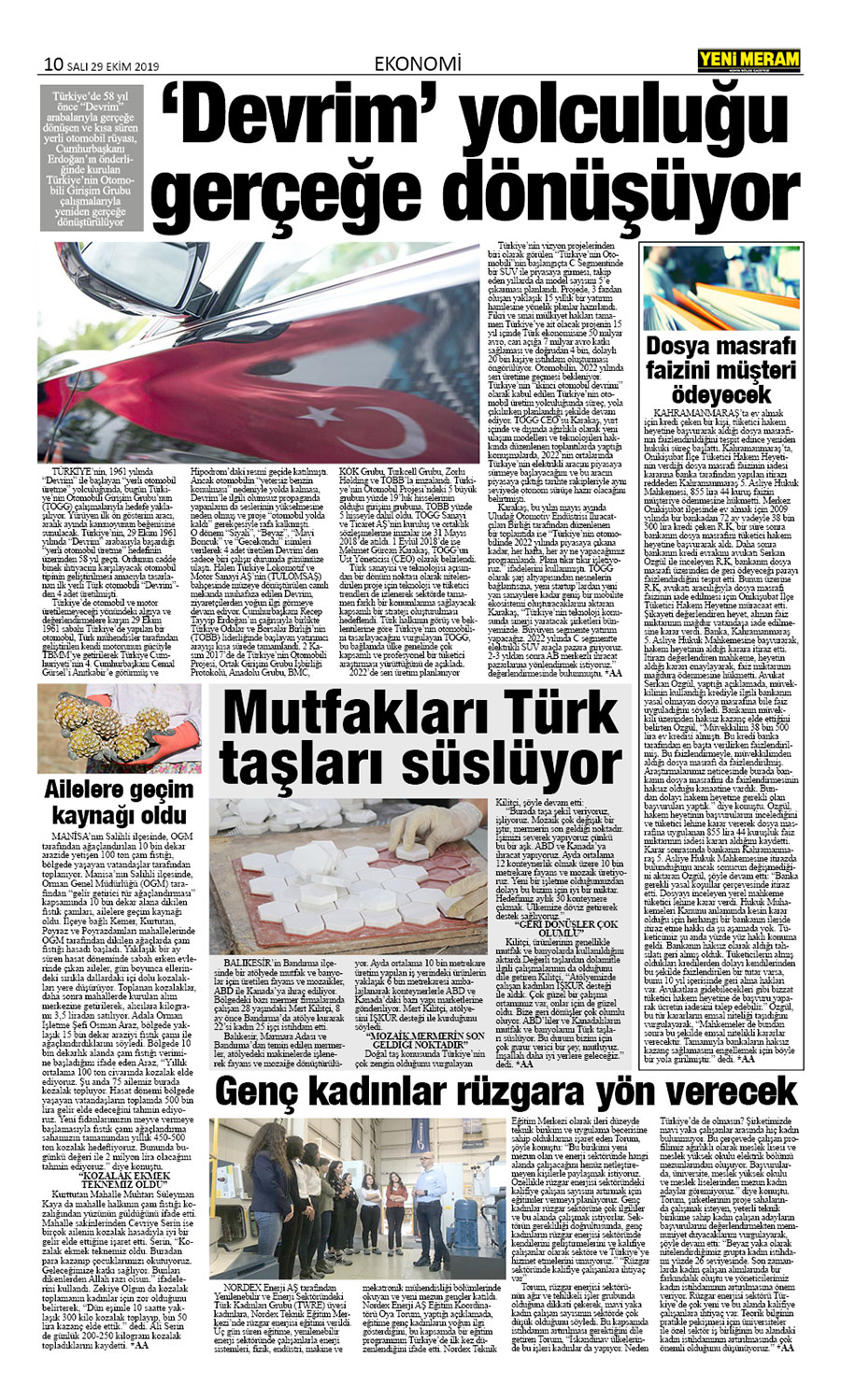 29 Ekim 2019 Yeni Meram Gazetesi