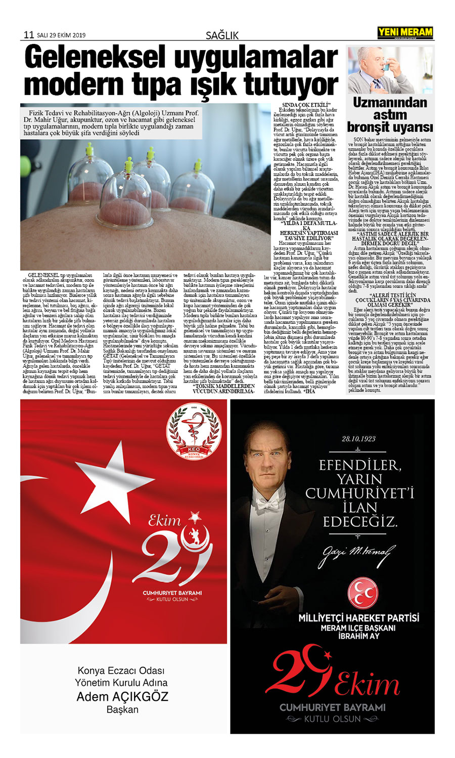 29 Ekim 2019 Yeni Meram Gazetesi