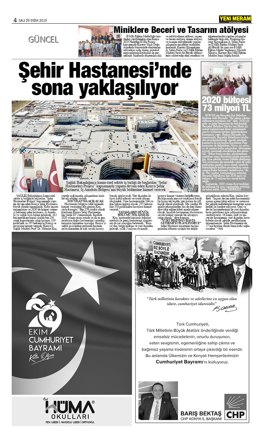 29 Ekim 2019 Yeni Meram Gazetesi