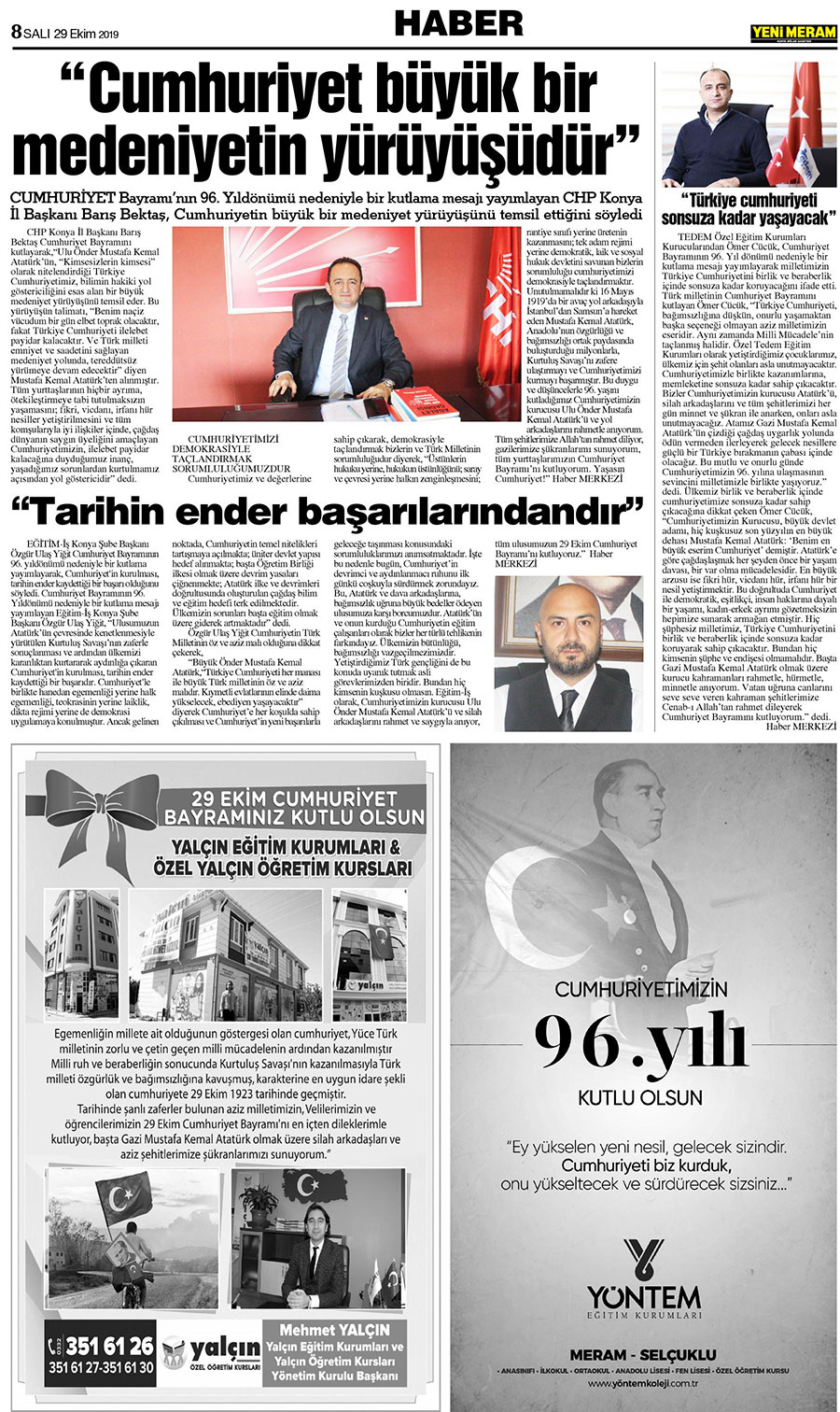 29 Ekim 2019 Yeni Meram Gazetesi