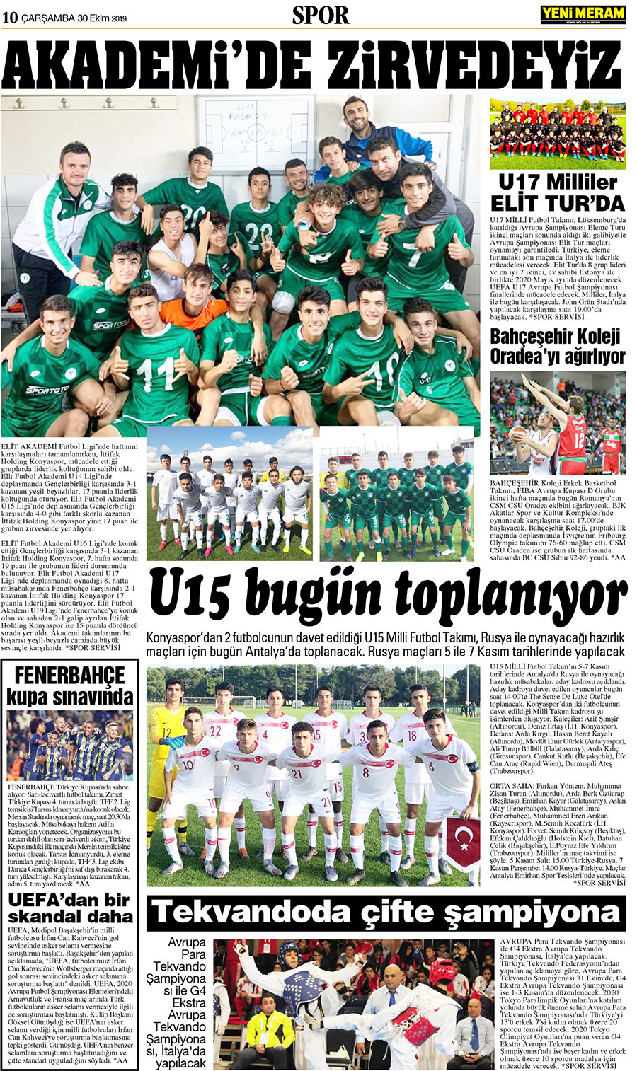 30 Ekim 2019 Yeni Meram Gazetesi