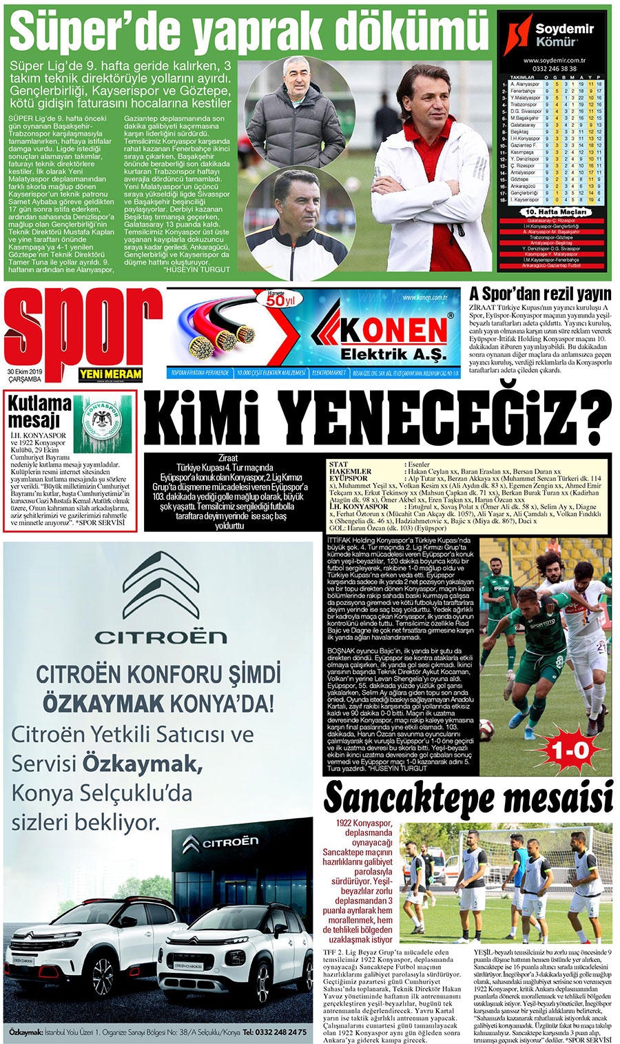 30 Ekim 2019 Yeni Meram Gazetesi