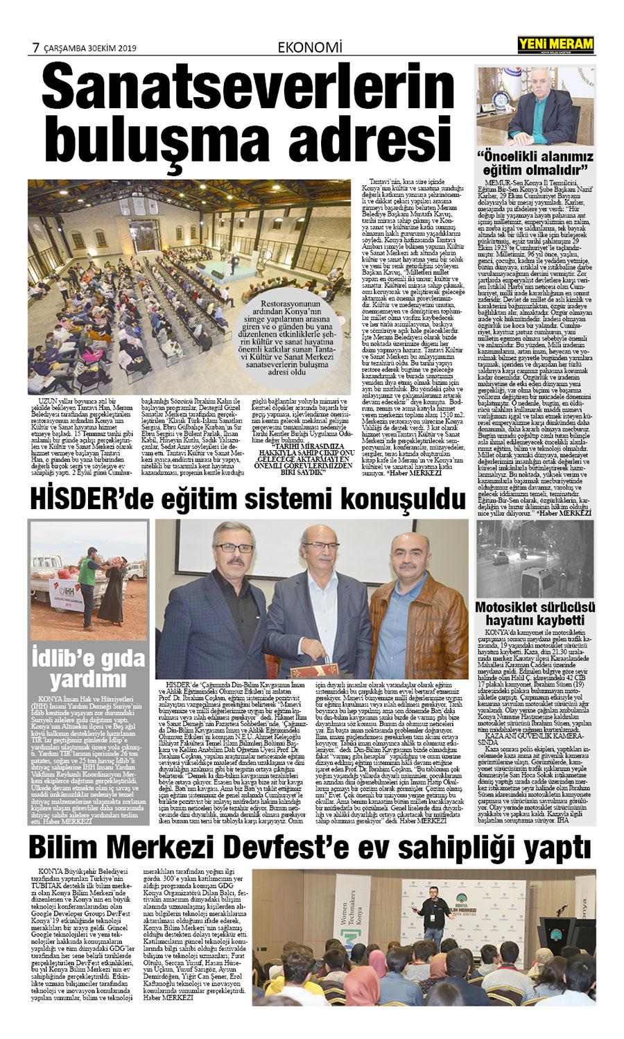 30 Ekim 2019 Yeni Meram Gazetesi