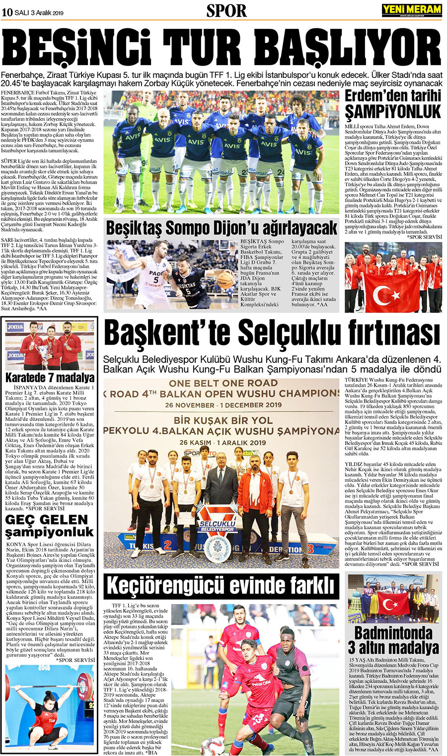 3 Aralık 2019 Yeni Meram Gazetesi