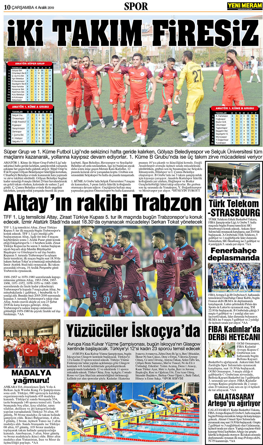 4 Aralık 2019 Yeni Meram Gazetesi