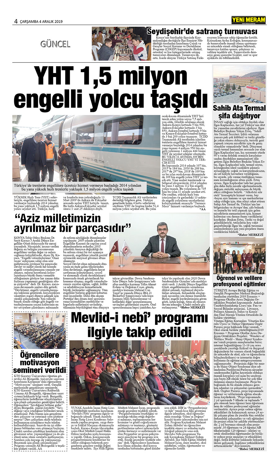 4 Aralık 2019 Yeni Meram Gazetesi