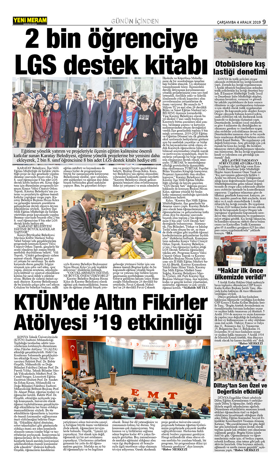 4 Aralık 2019 Yeni Meram Gazetesi