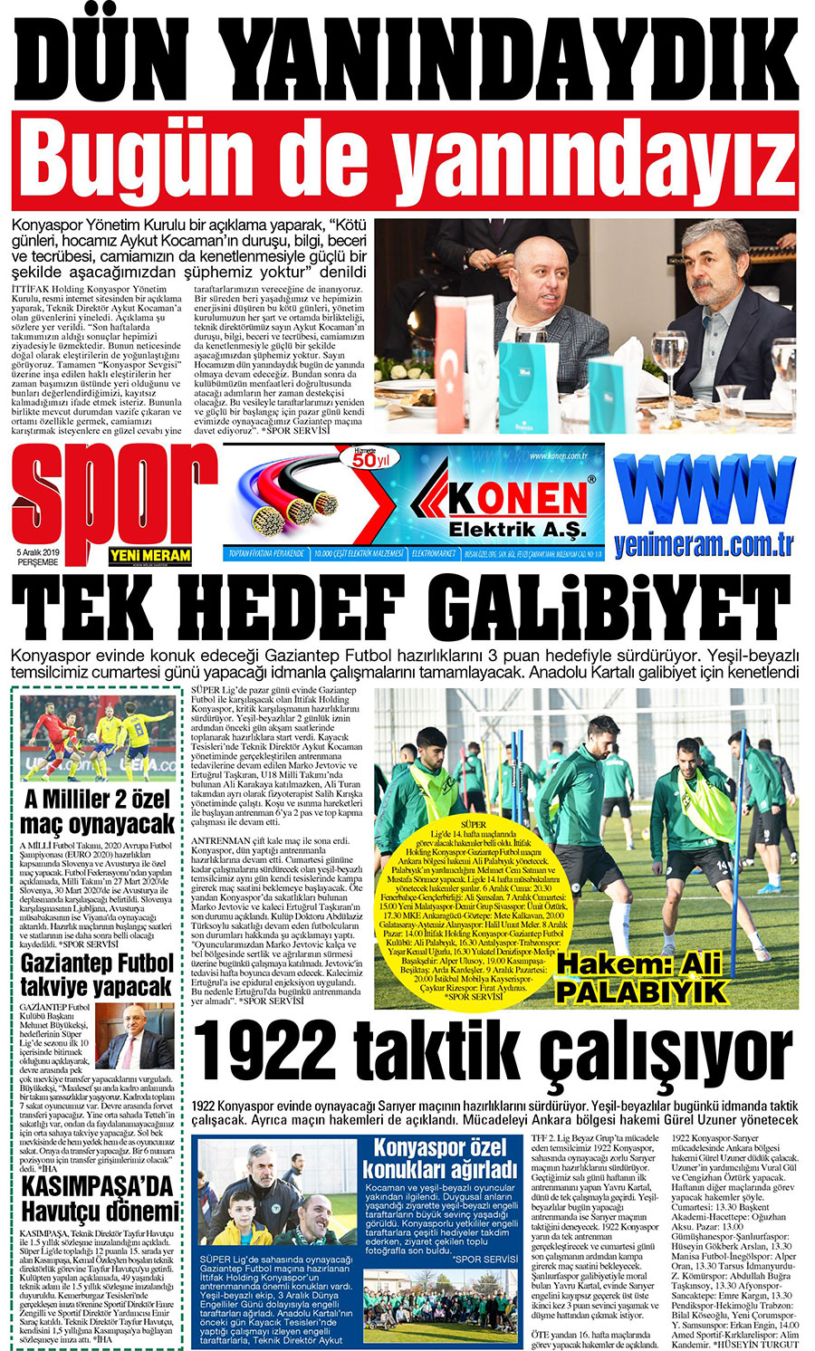 5 Aralık 2019 Yeni Meram Gazetesi