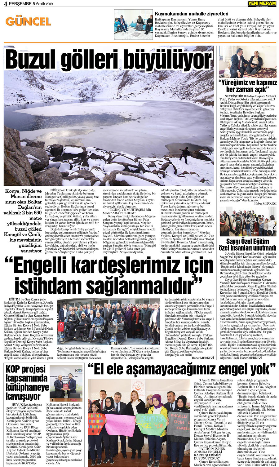 5 Aralık 2019 Yeni Meram Gazetesi