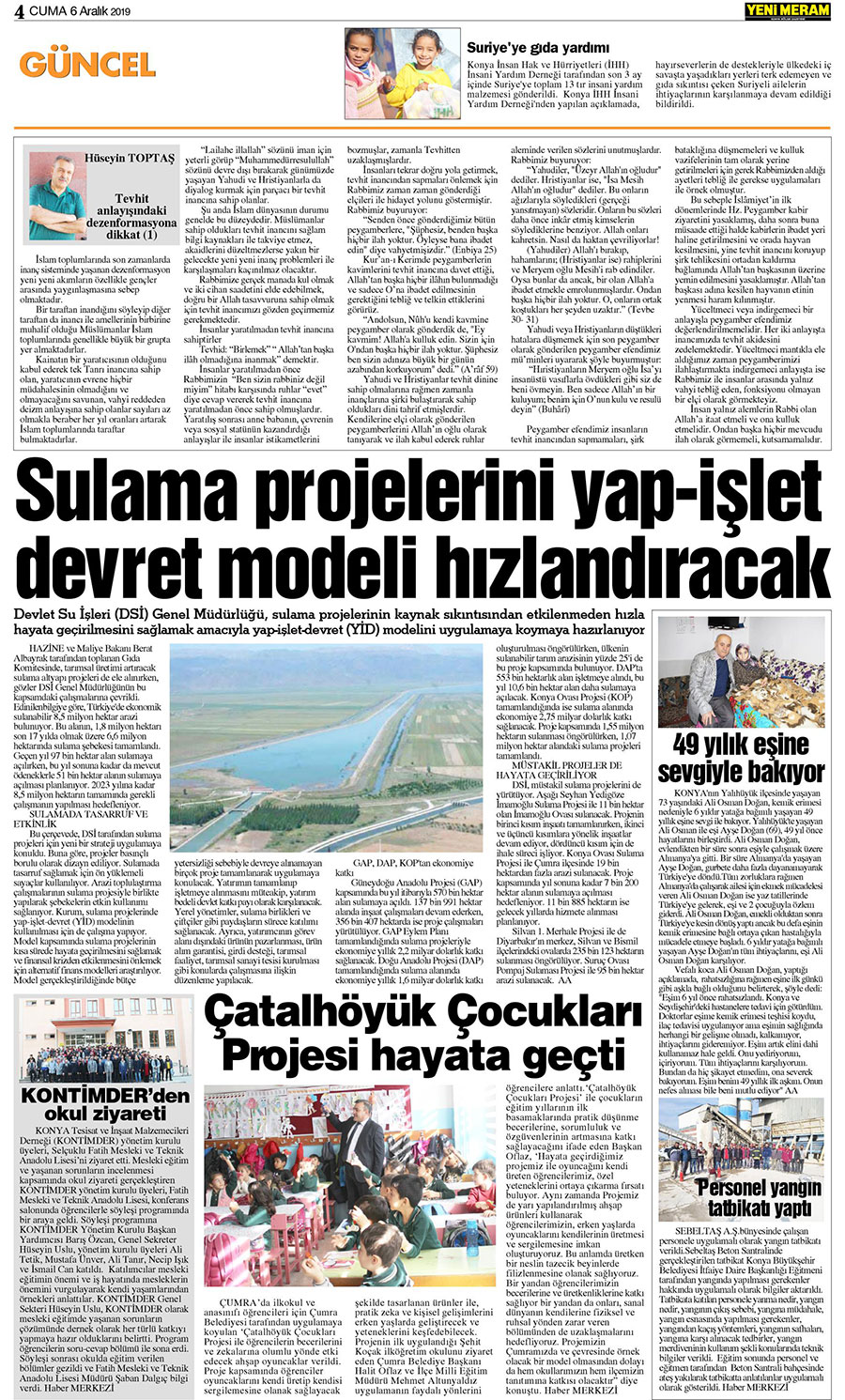 6 Aralık 2019 Yeni Meram Gazetesi