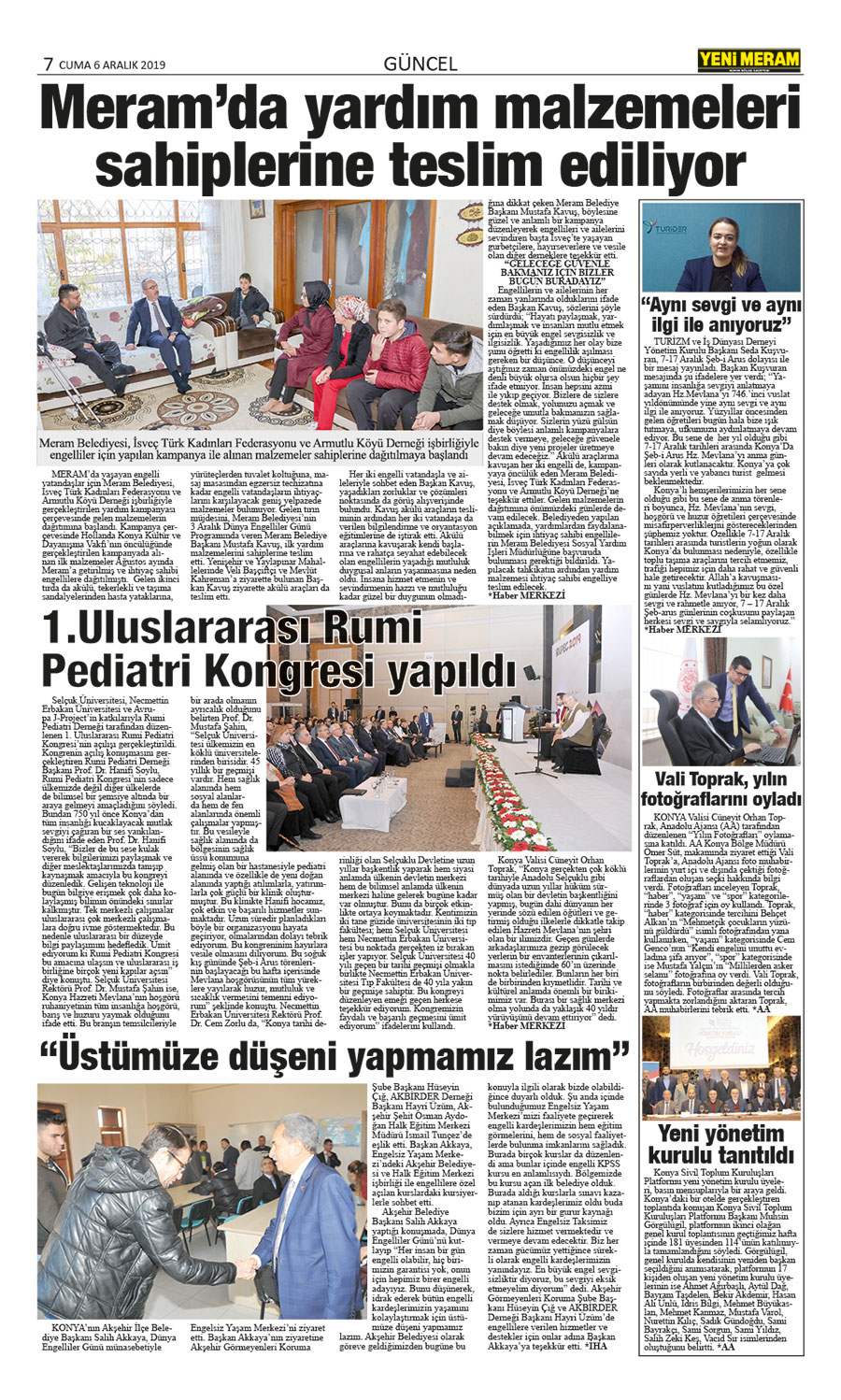 6 Aralık 2019 Yeni Meram Gazetesi