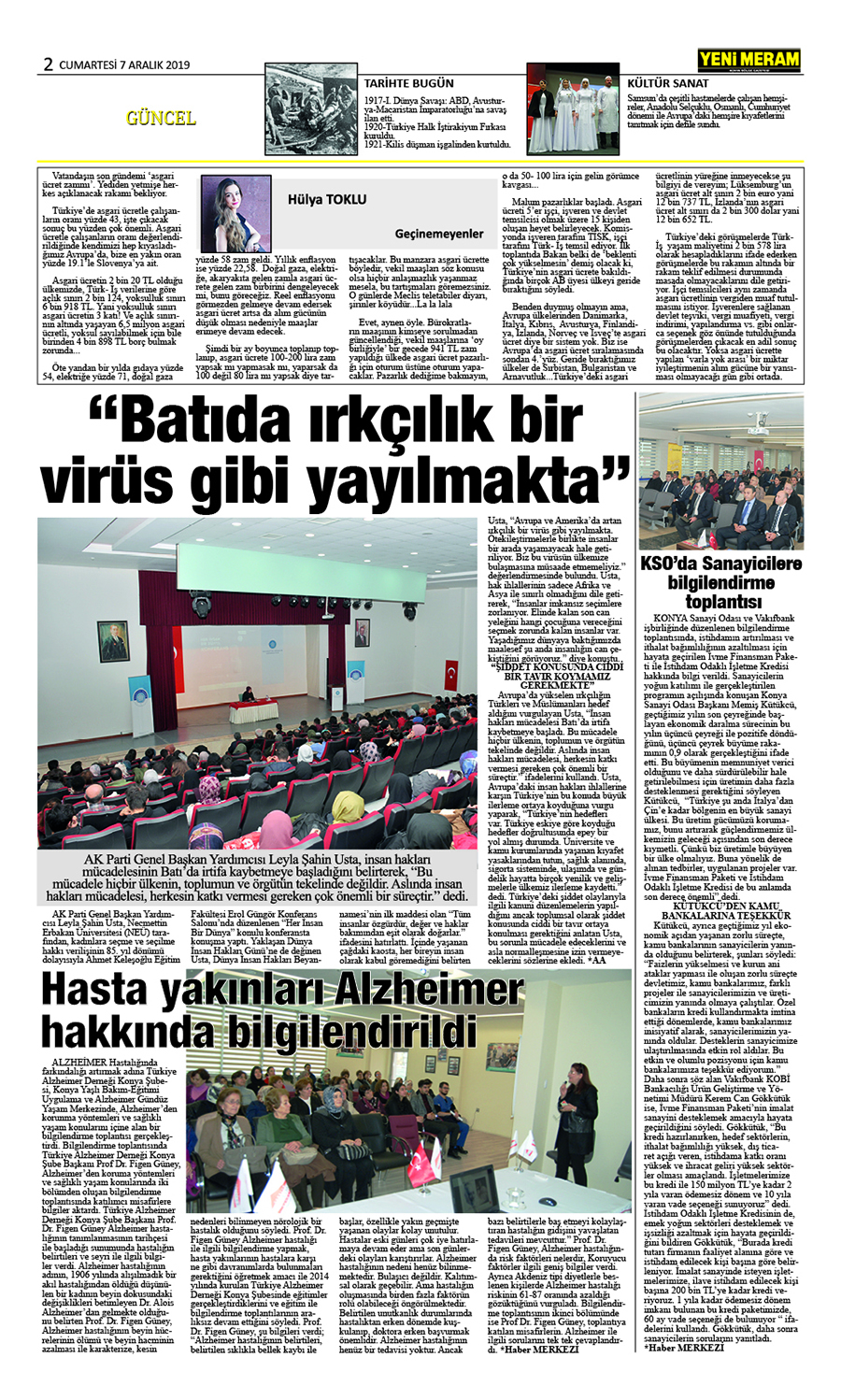 7 Aralık 2019 Yeni Meram Gazetesi