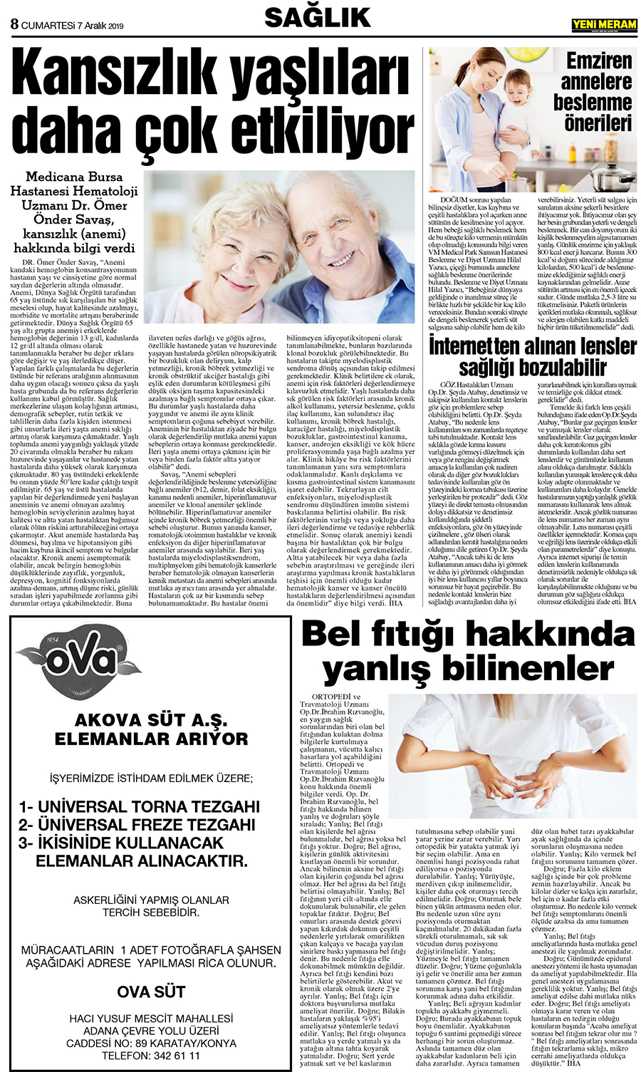 7 Aralık 2019 Yeni Meram Gazetesi