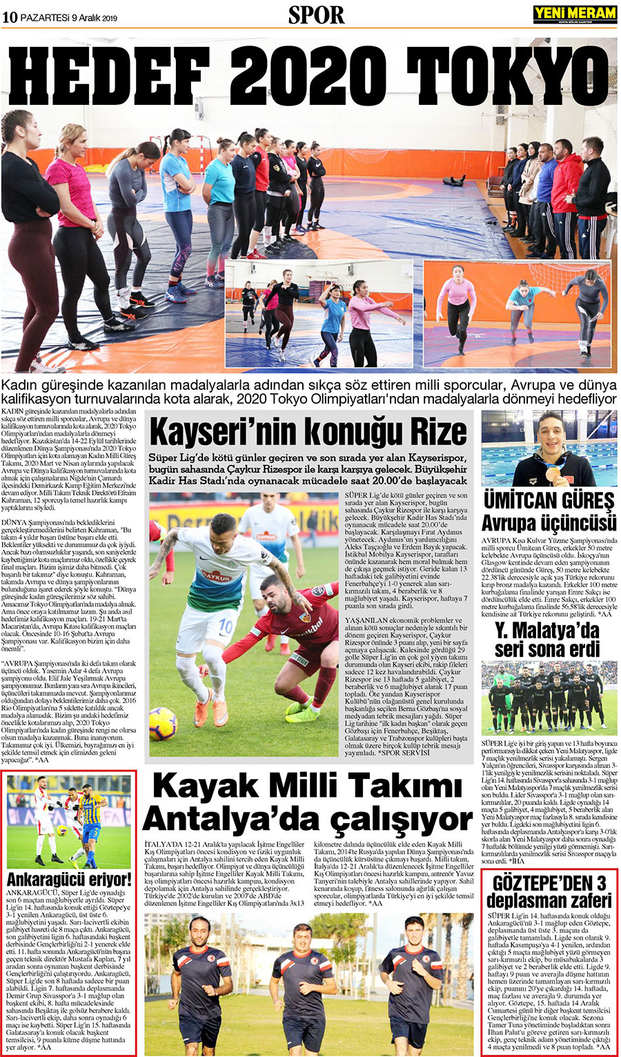 9 Aralık 2019 Yeni Meram Gazetesi