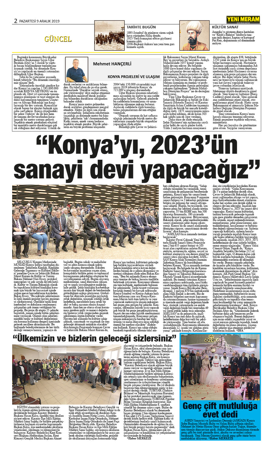 9 Aralık 2019 Yeni Meram Gazetesi