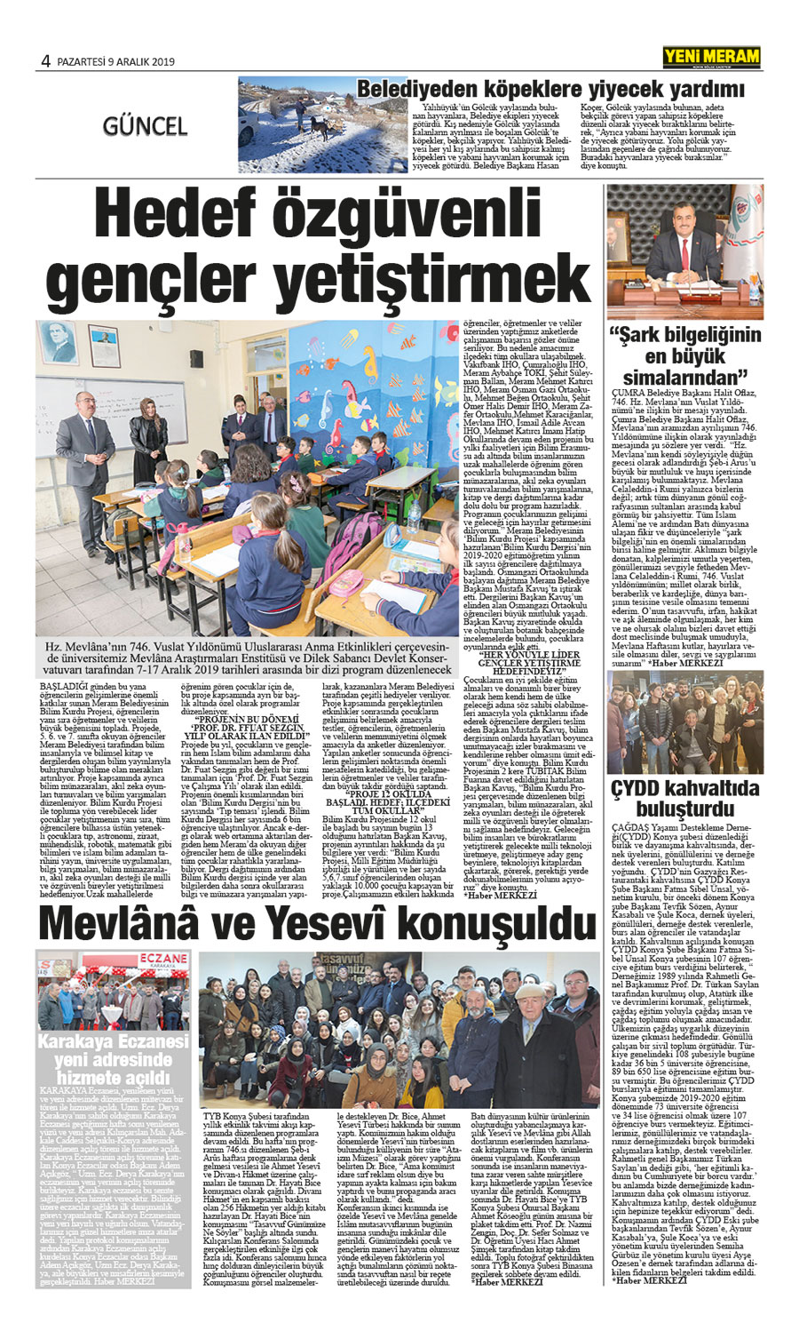 9 Aralık 2019 Yeni Meram Gazetesi