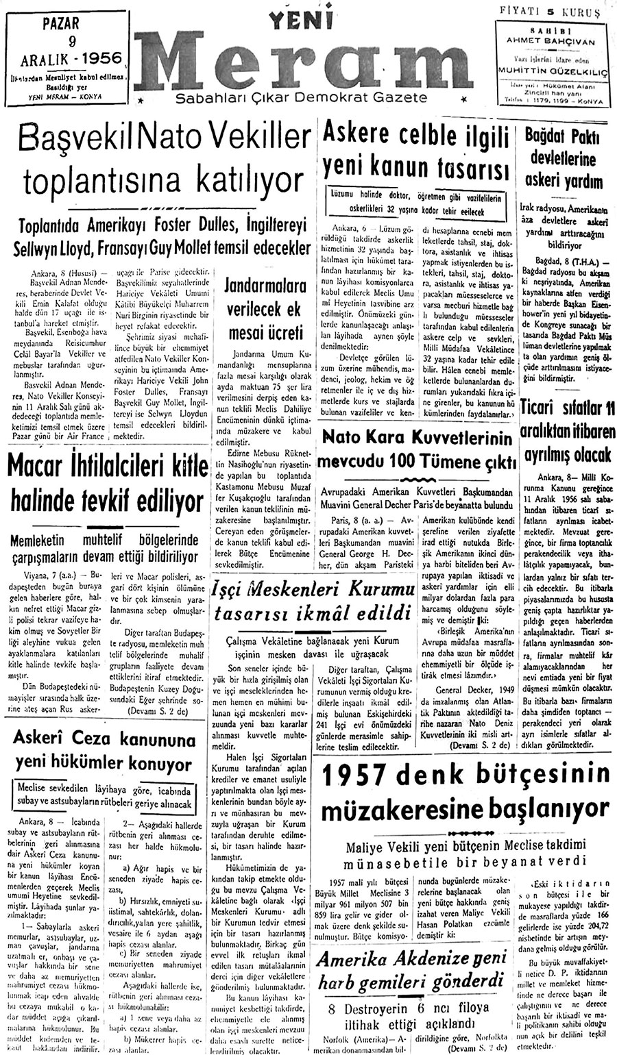 9 Aralık 2019 Yeni Meram Gazetesi