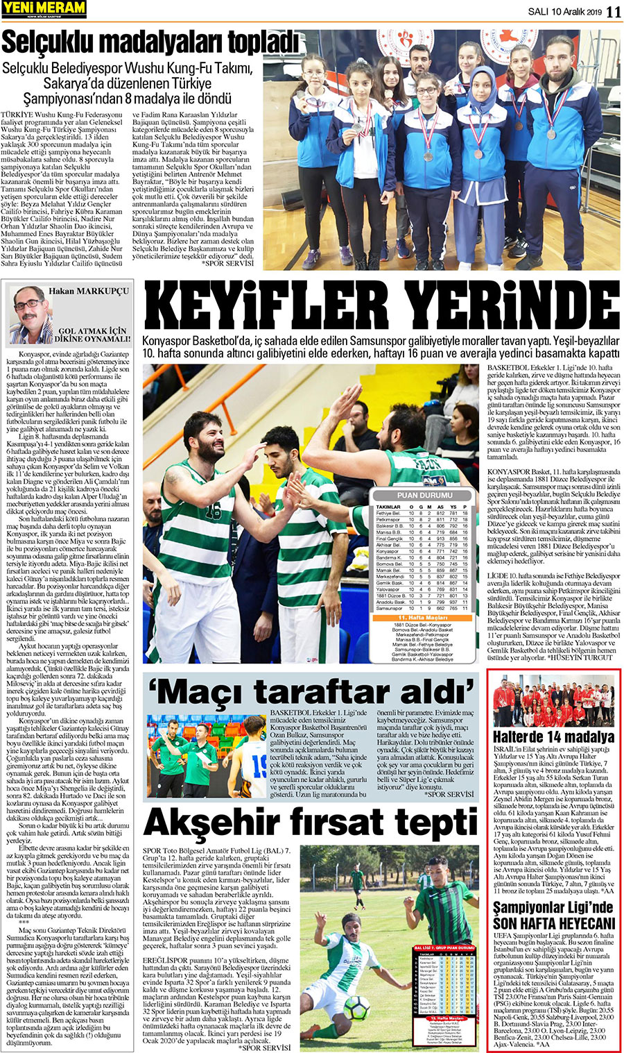 10 Aralık 2019 Yeni Meram Gazetesi