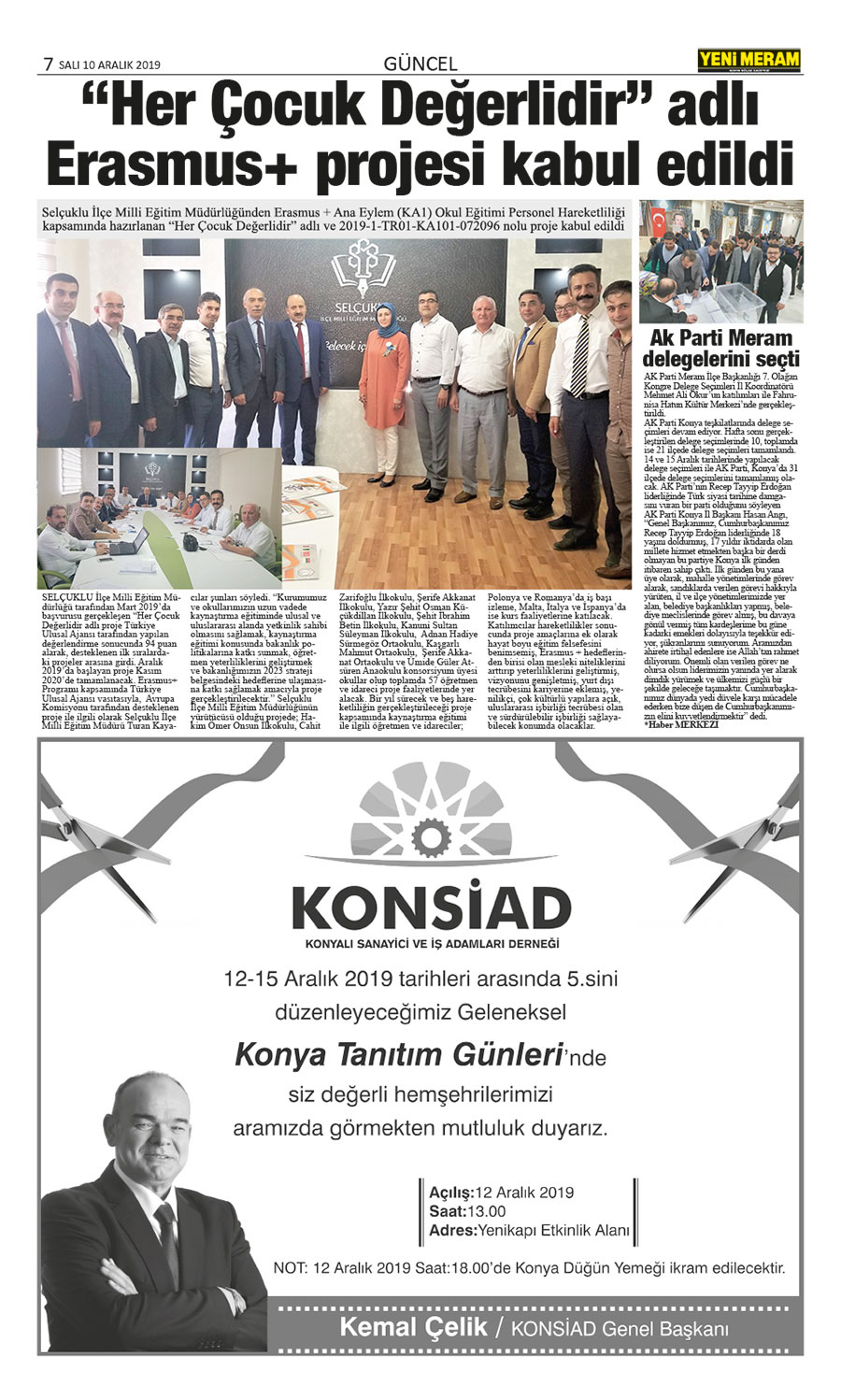 10 Aralık 2019 Yeni Meram Gazetesi