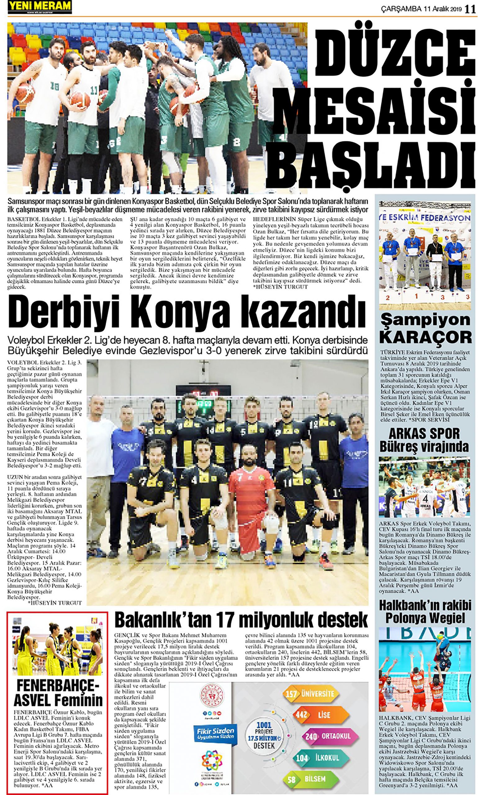 11 Aralık 2019 Yeni Meram Gazetesi