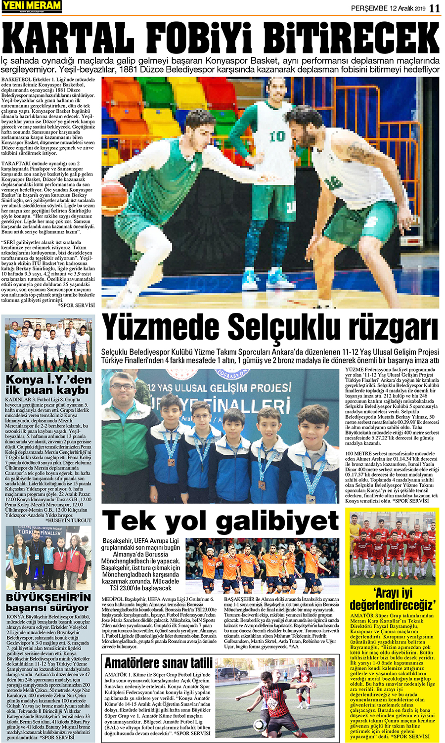 12 Aralık 2019 Yeni Meram Gazetesi