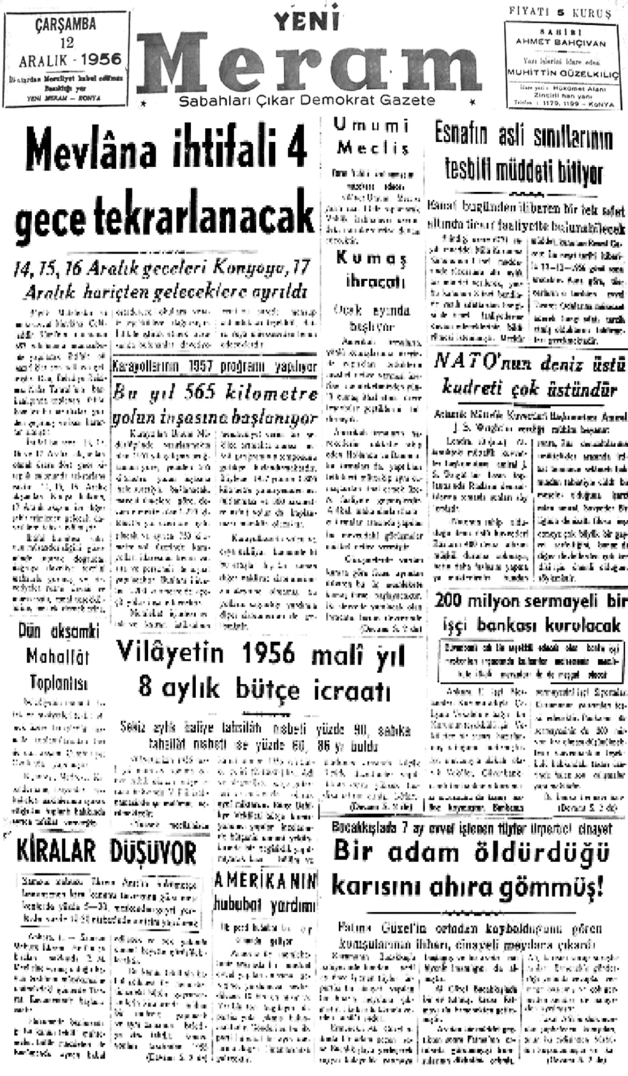 12 Aralık 2019 Yeni Meram Gazetesi