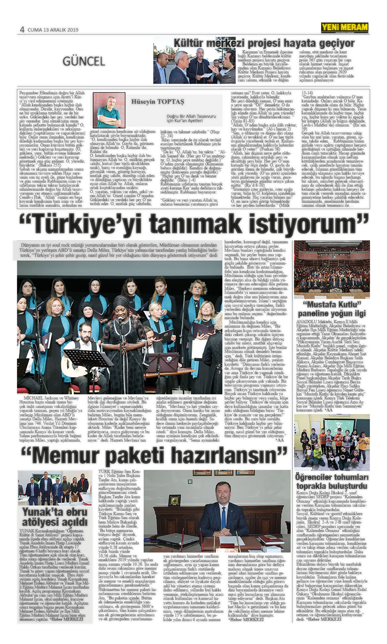 13 Aralık 2019 Yeni Meram Gazetesi