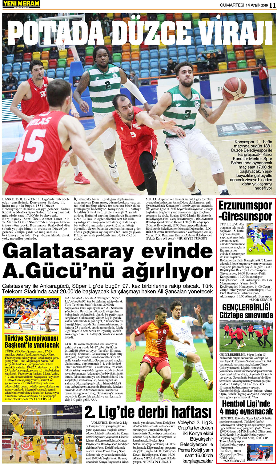 14 Aralık 2019 Yeni Meram Gazetesi