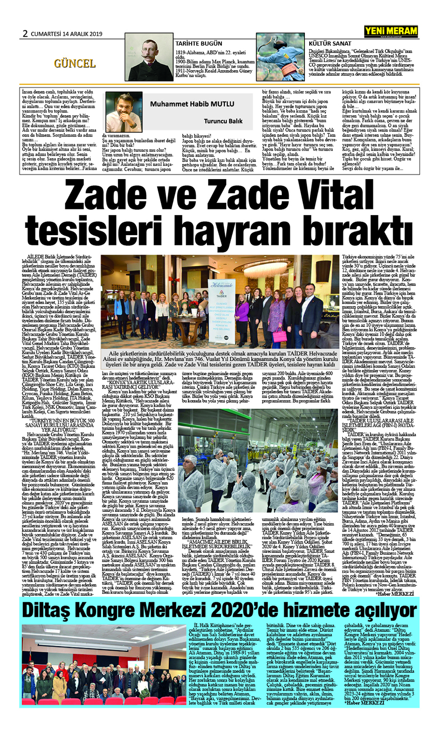 14 Aralık 2019 Yeni Meram Gazetesi