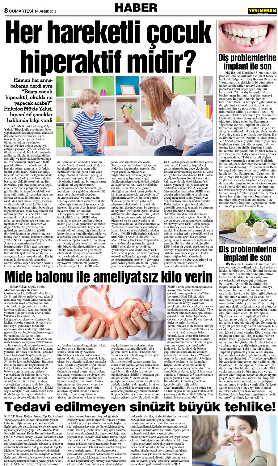 14 Aralık 2019 Yeni Meram Gazetesi