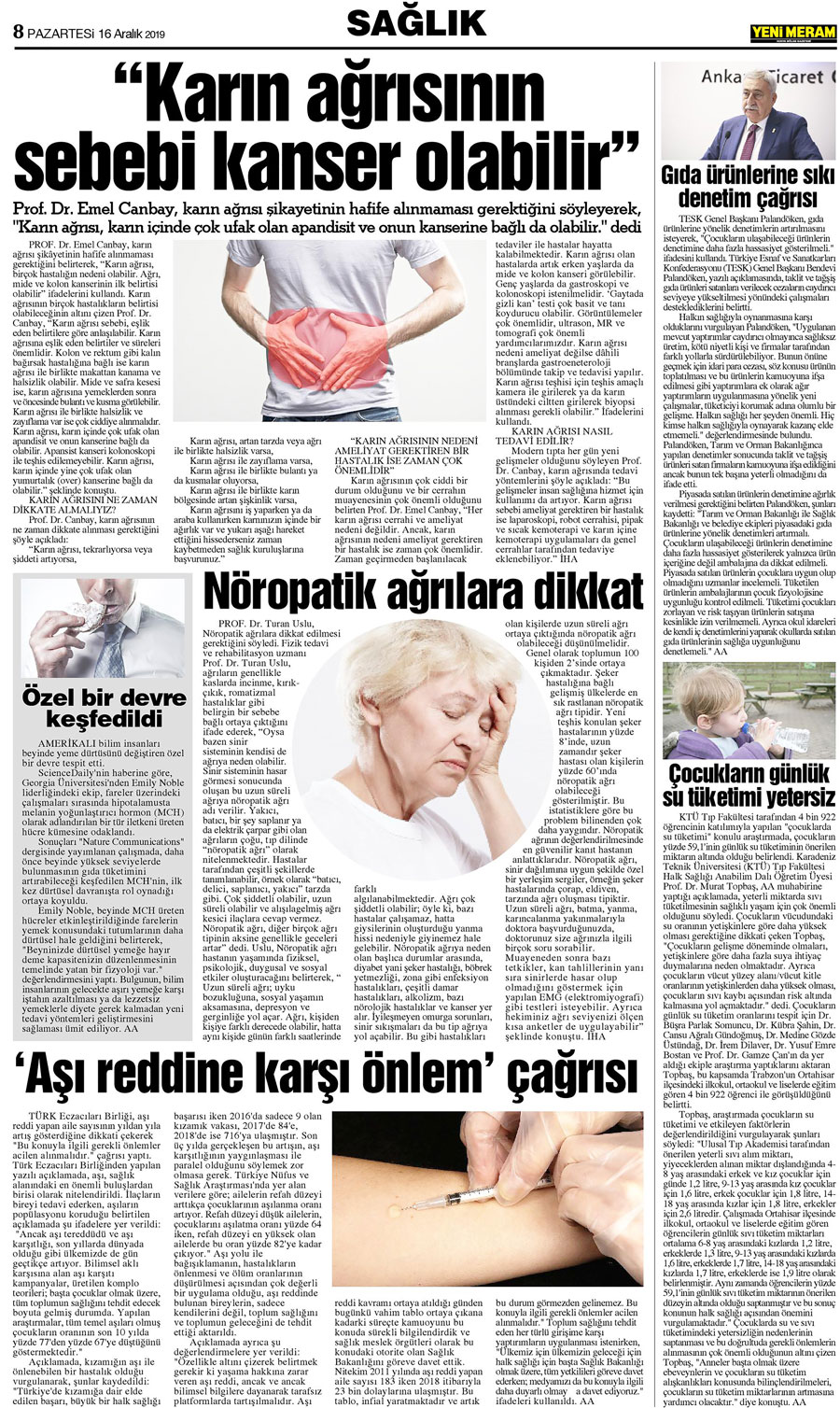 16 Aralık 2019 Yeni Meram Gazetesi