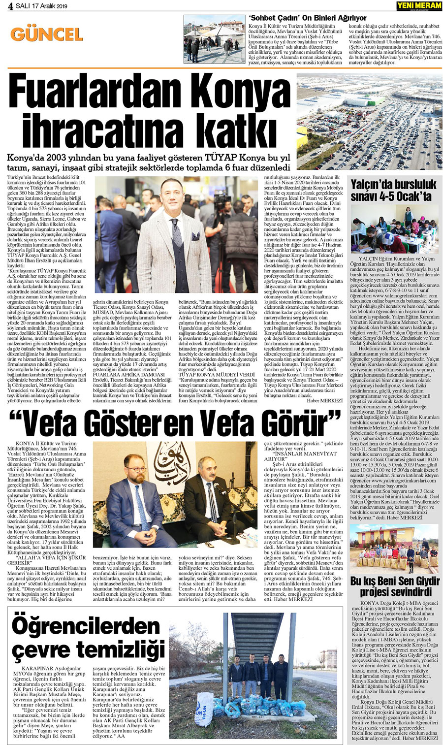 17 Aralık 2019 Yeni Meram Gazetesi