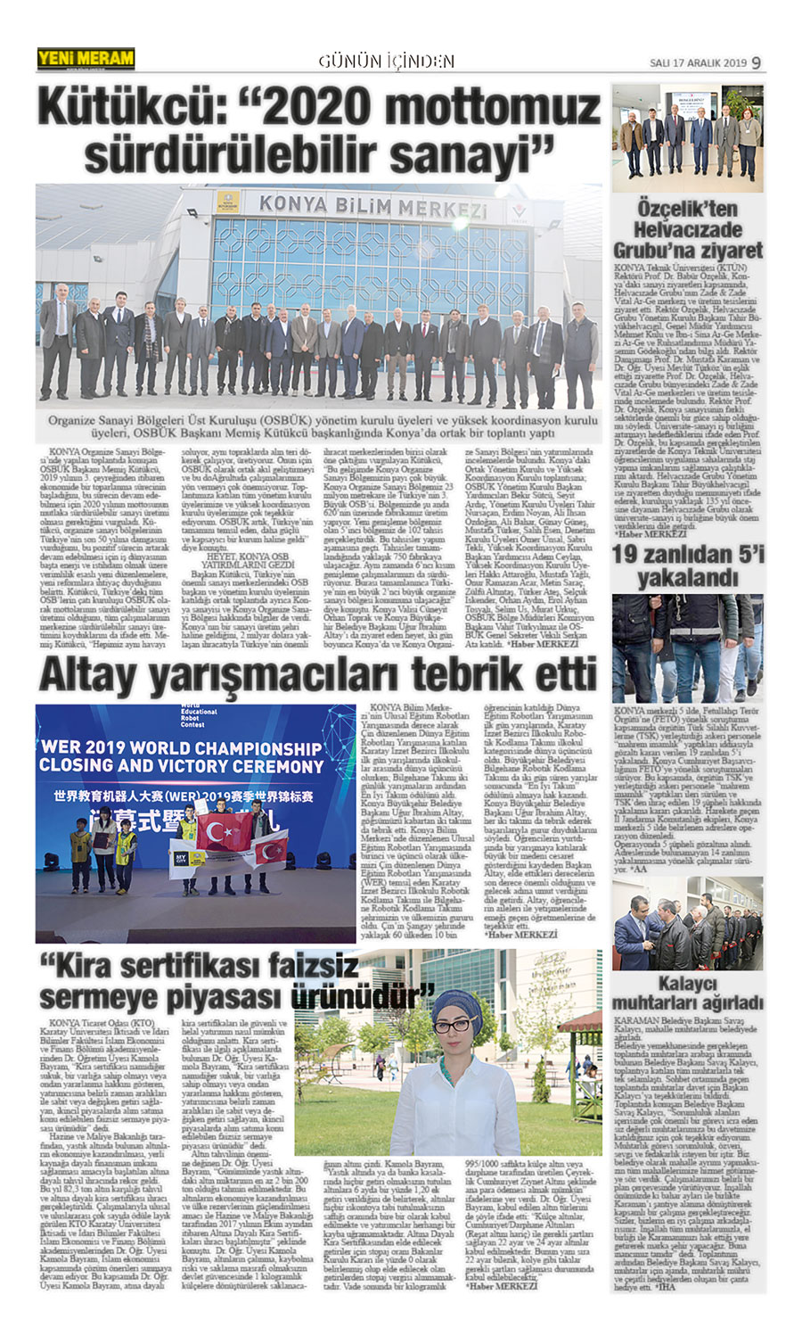 17 Aralık 2019 Yeni Meram Gazetesi