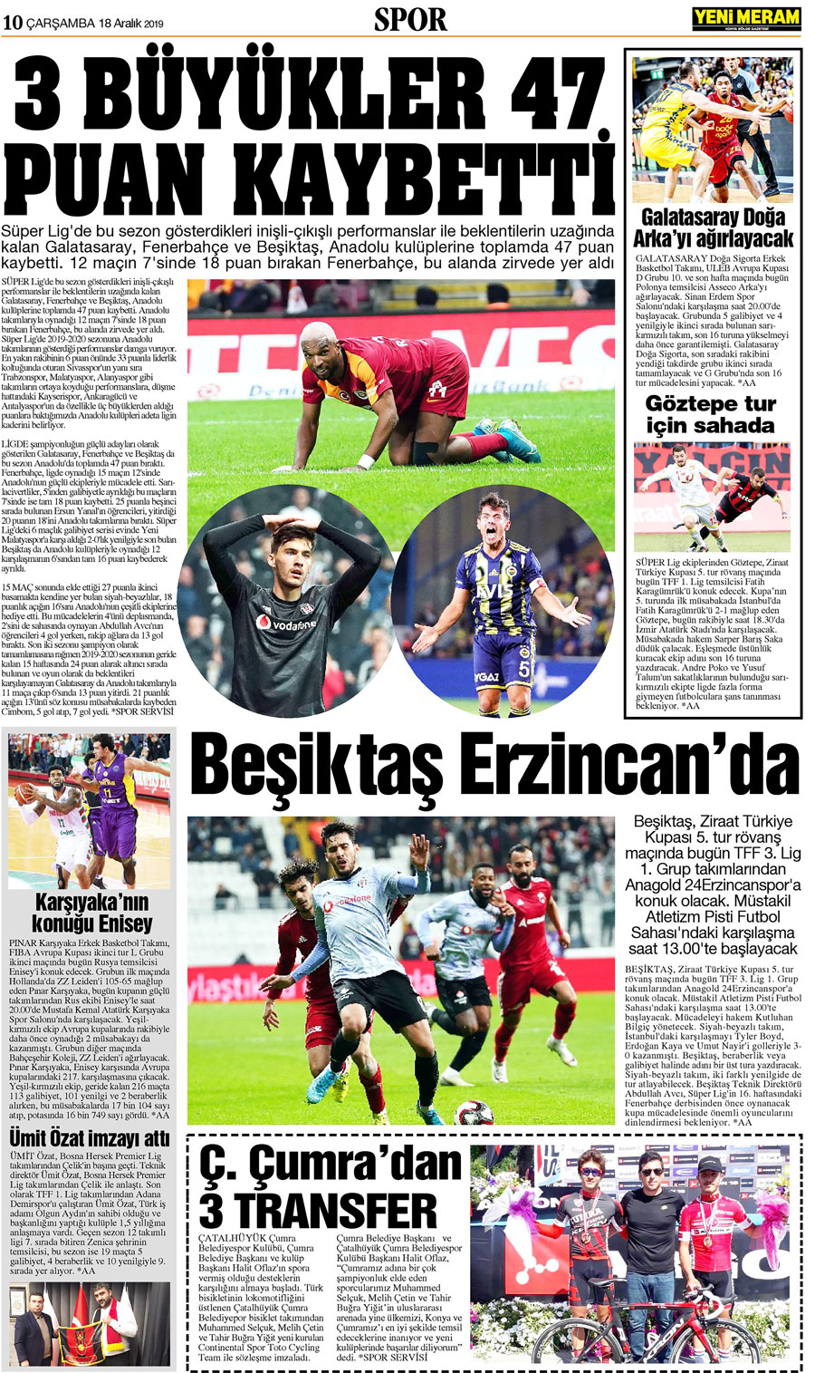 18 Aralık 2019 Yeni Meram Gazetesi