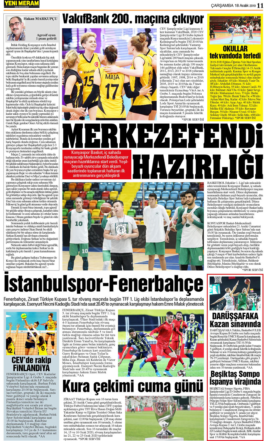 18 Aralık 2019 Yeni Meram Gazetesi