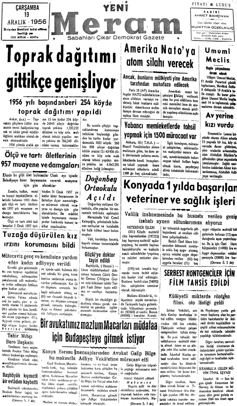 18 Aralık 2019 Yeni Meram Gazetesi