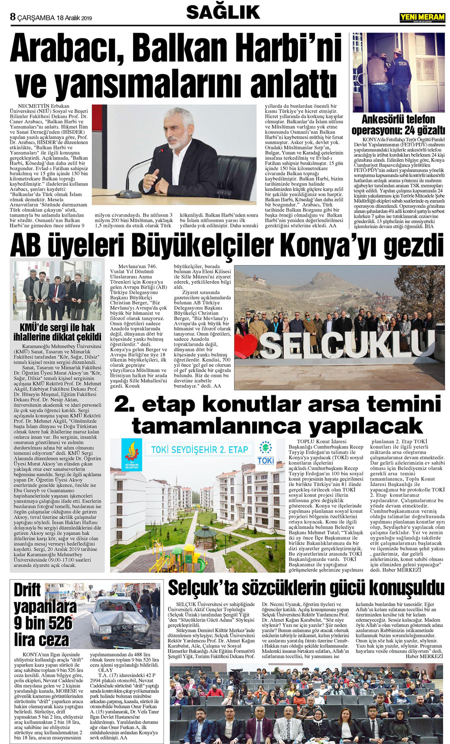 18 Aralık 2019 Yeni Meram Gazetesi