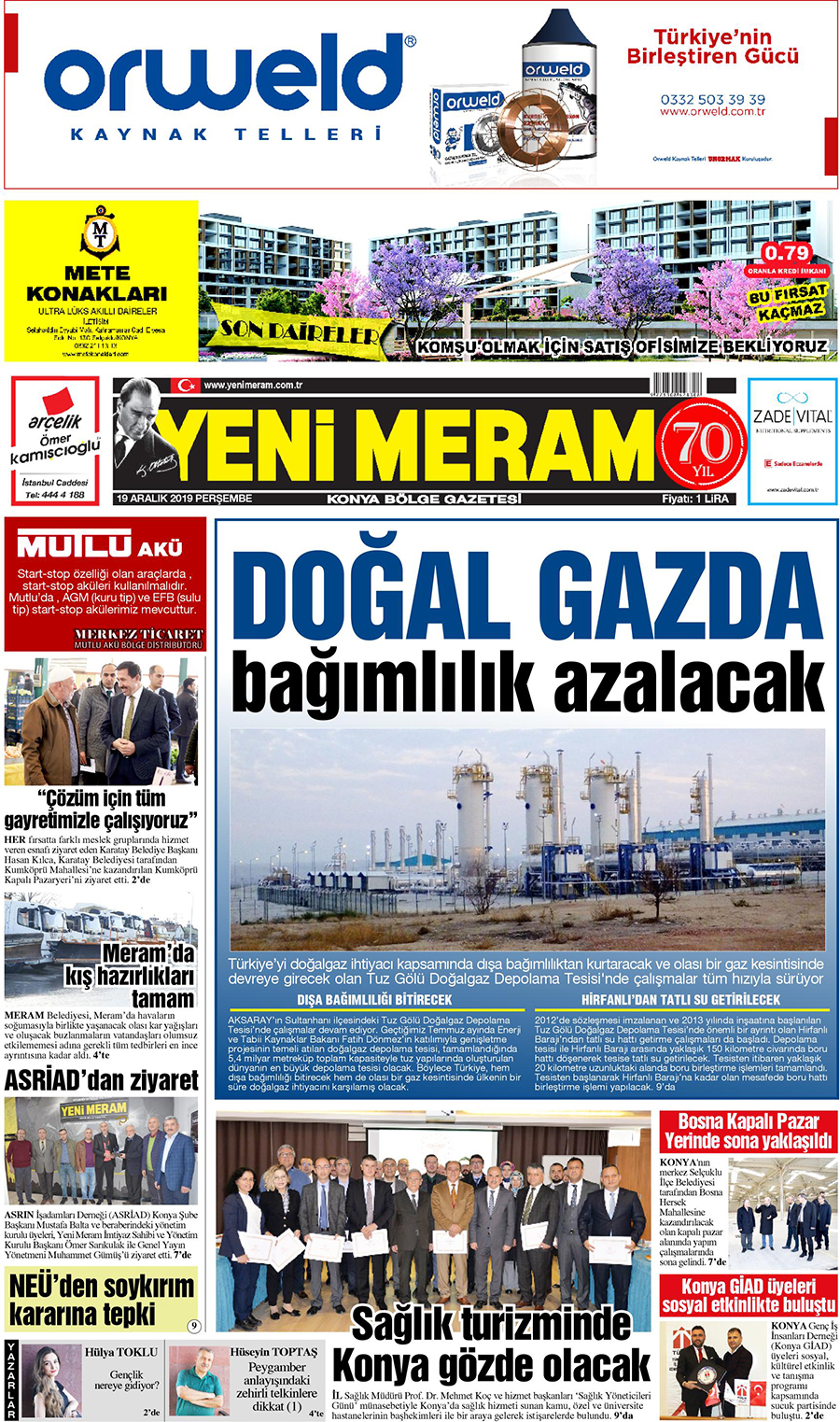 19 Aralık 2019 Yeni Meram Gazetesi