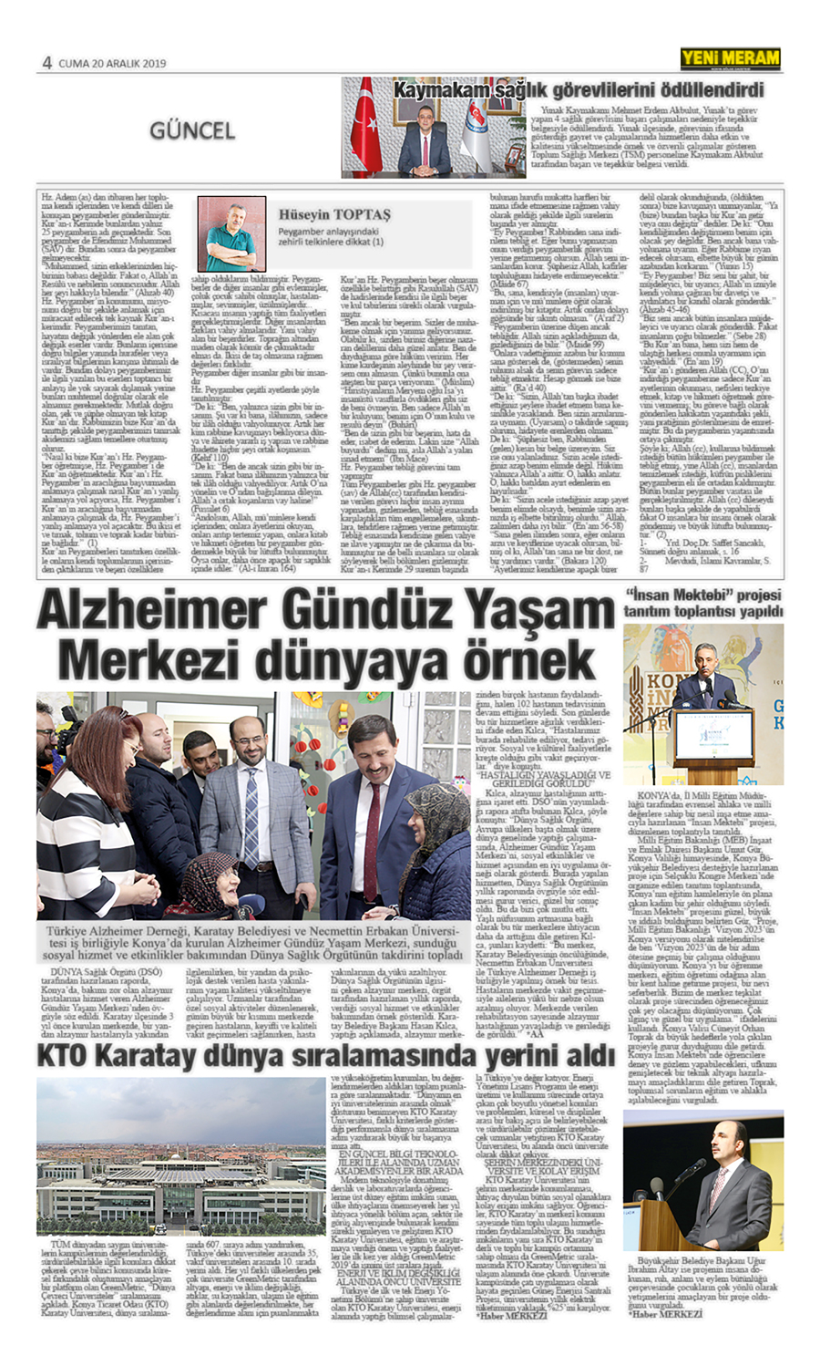 20 Aralık 2019 Yeni Meram Gazetesi