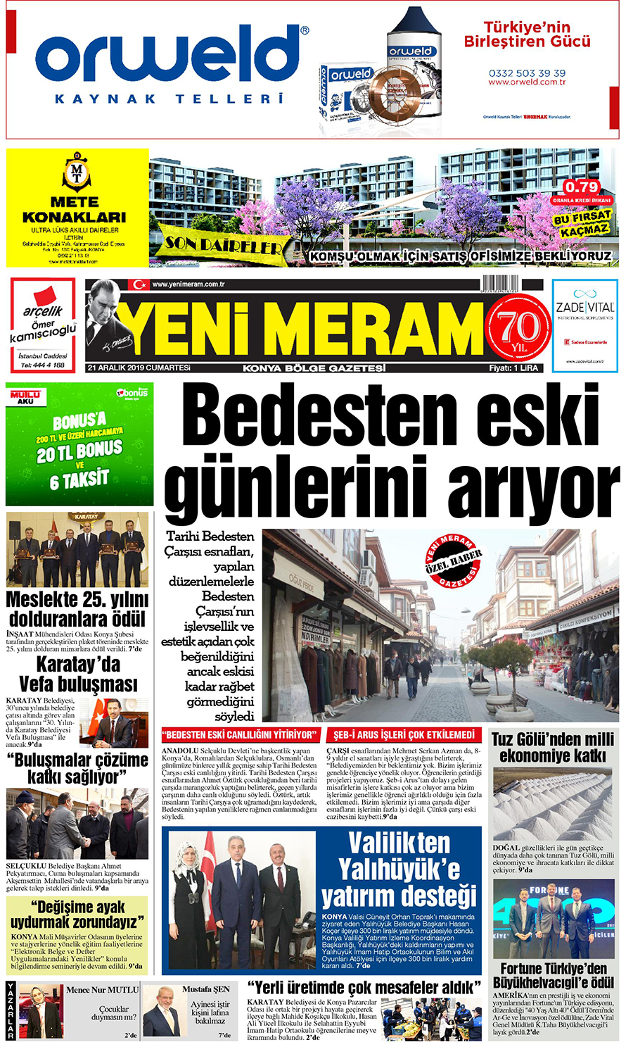 21 Aralık 2019 Yeni Meram Gazetesi