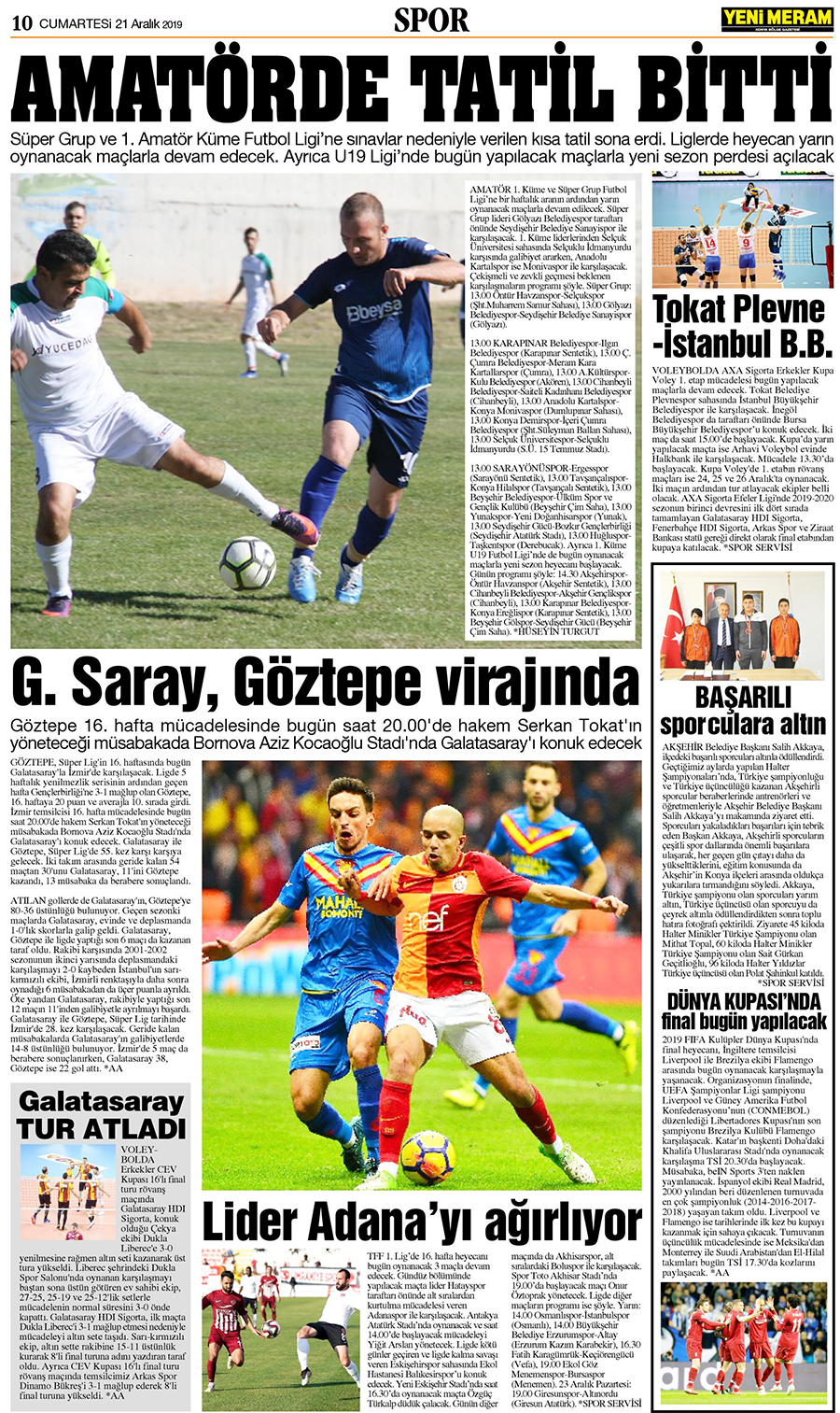 21 Aralık 2019 Yeni Meram Gazetesi