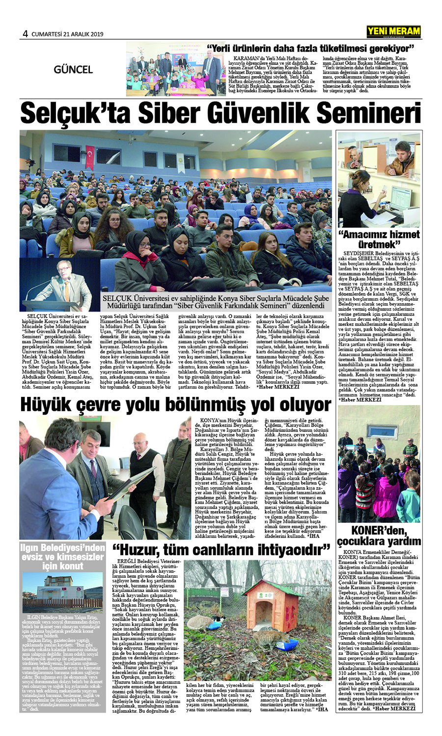 21 Aralık 2019 Yeni Meram Gazetesi