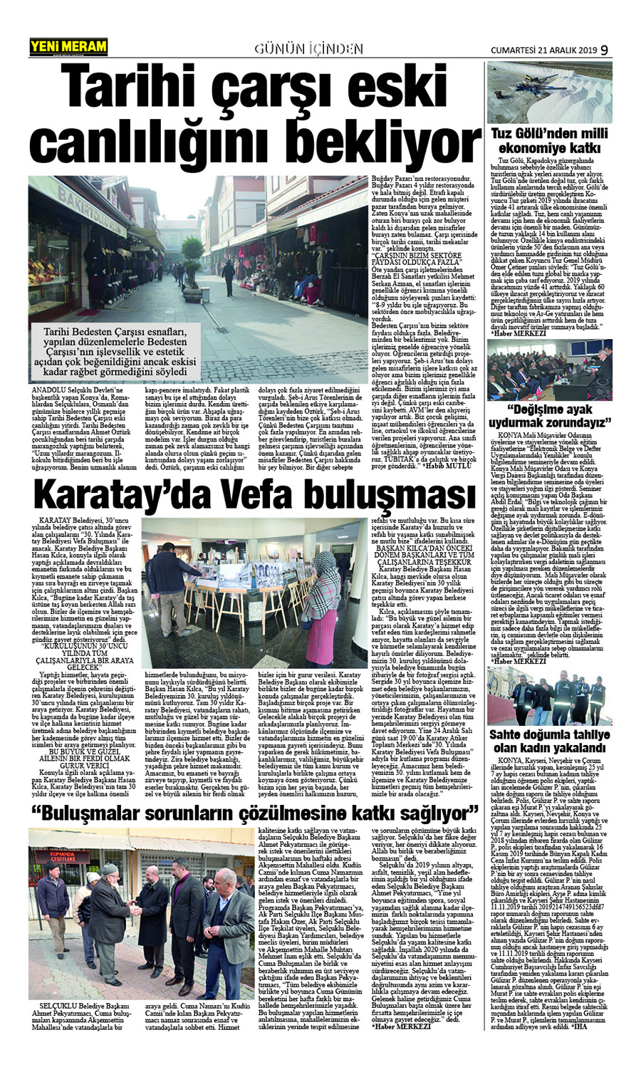 21 Aralık 2019 Yeni Meram Gazetesi