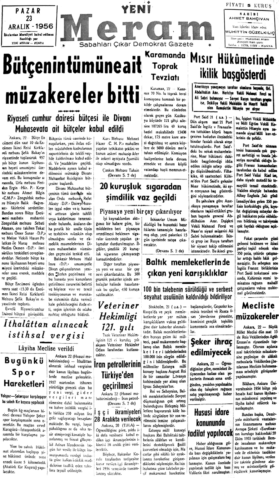 23 Aralık 2019 Yeni Meram Gazetesi