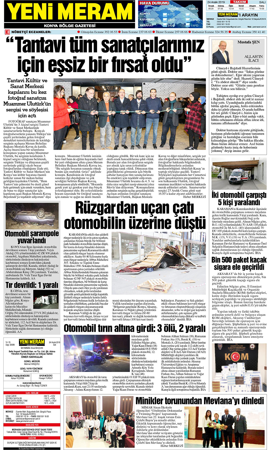 24 Aralık 2019 Yeni Meram Gazetesi