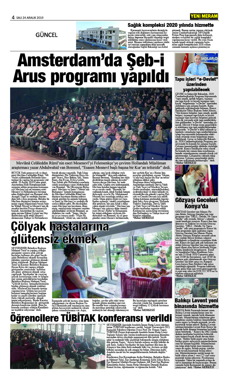 24 Aralık 2019 Yeni Meram Gazetesi